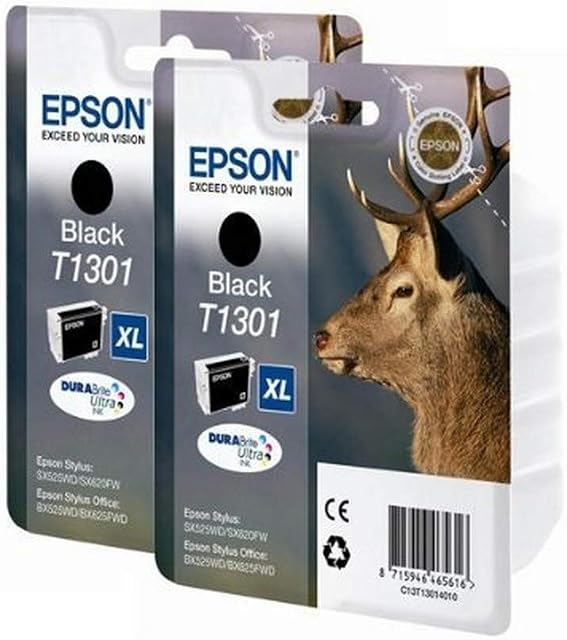 Epson T1301 Ink Cartridge - Black (Pack of 2)