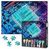 Challenging 1000 Piece Jigsaw Puzzle for Adults Featuring Computer Chip Electronic PC CPU Concept Technology Art 27.5 x 19.7 Inches