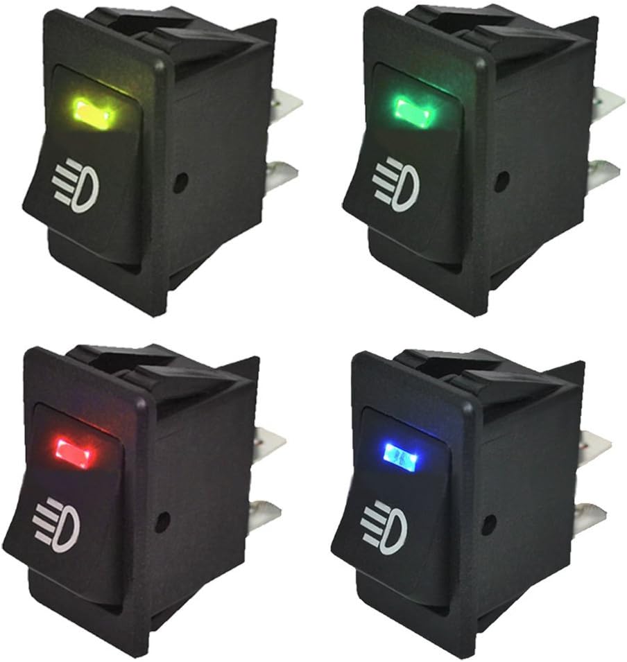 Mintice 4 x 12 V Blue Yellow Green Red Car Motorcycle Fog Light Switch Switch LED 4 Pin