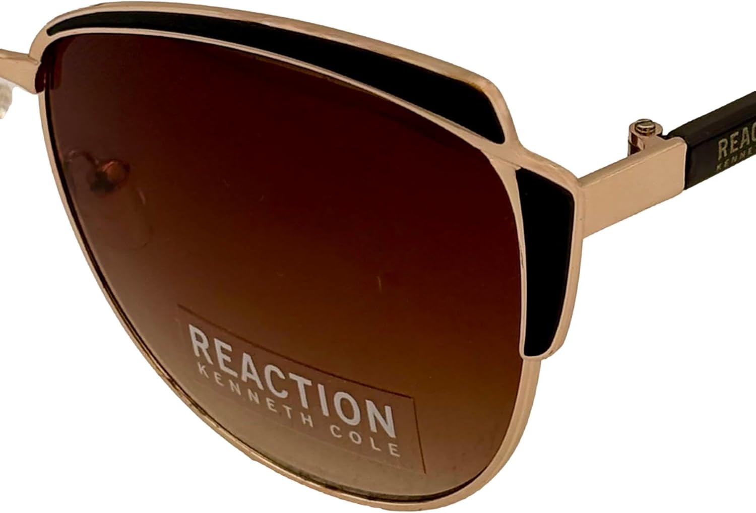 Kenneth Cole Reaction Womens Black Gold Metal Cateye Sunglass KC1352. 52F