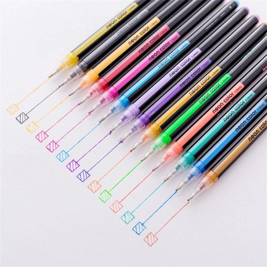 Image of Corslet Colored Pens - Set of 48 Neon Gel Pen | Includes Fluorescent, Metallic, Glitter & Pastel Color Flash & Candy Style Custom Neutral Pens for DIY Art, Sketching, Drawing & Crafts
