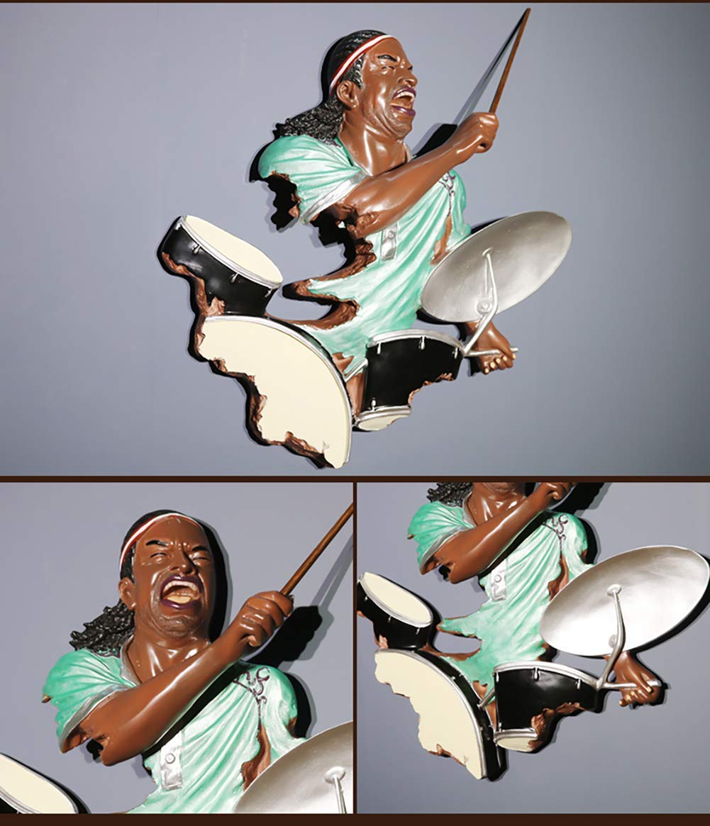 Decorazione da Parete Creativa con Musicista Jazz per Bar, Scultura da Parete Rustica con Musica Jazz, Statua Ornamentale per Ufficio e Ristorante E 54x58 cm (21x23)