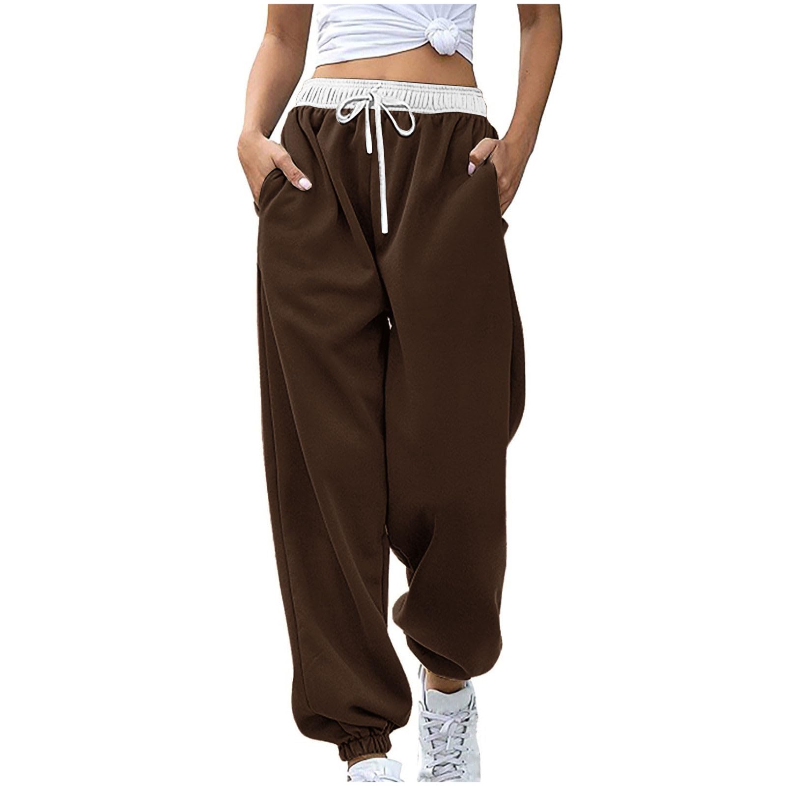 Womens Casual Athletic Cotton Long Sweatpants,Teen Girl Solid Color Cute Hiking Long Pants,Fall Trendy Clothes