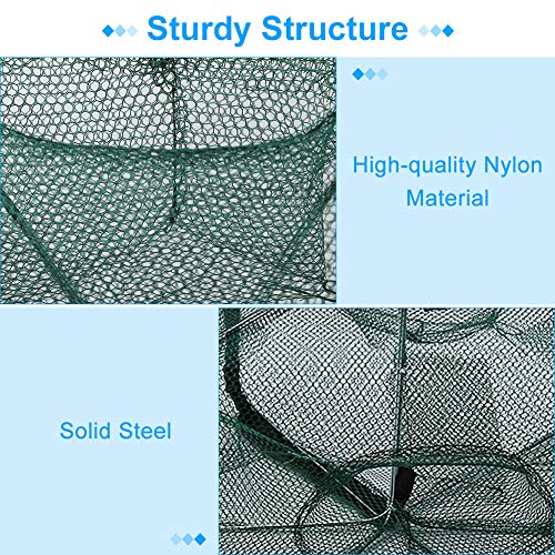 Fishing Bait Foldable Net Trap 6/12 Holes Portable Bait Traps Fishing Net Trap Automatic Fishing Net Shrimp Cage Nylon Crab Fish Trap Cast (6 Holes) #TOP1