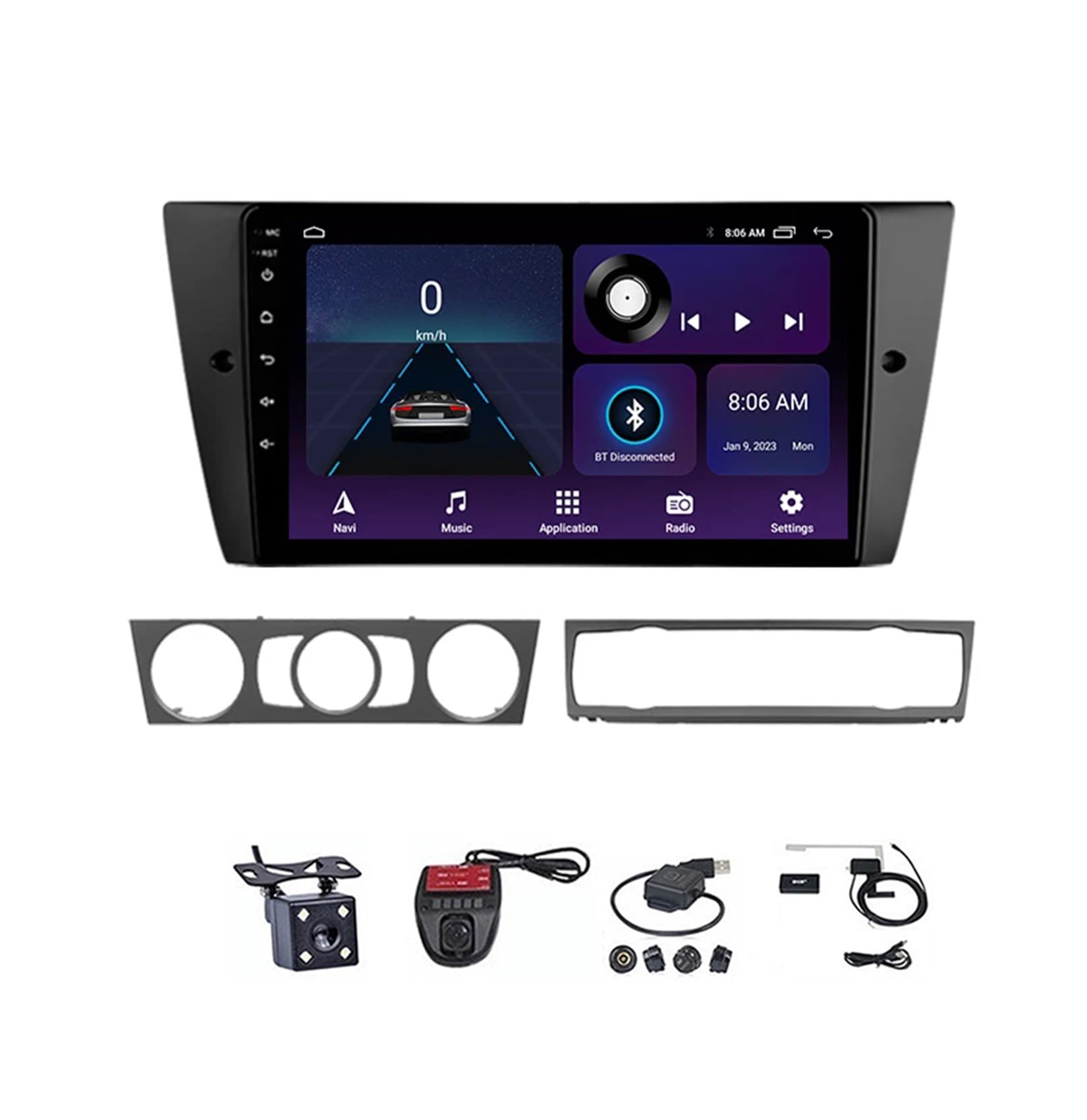 Autoradio 9" 2 DIN pour BMW E90 2005-2013 avec GPS Android 12 et CarPlay sans fil