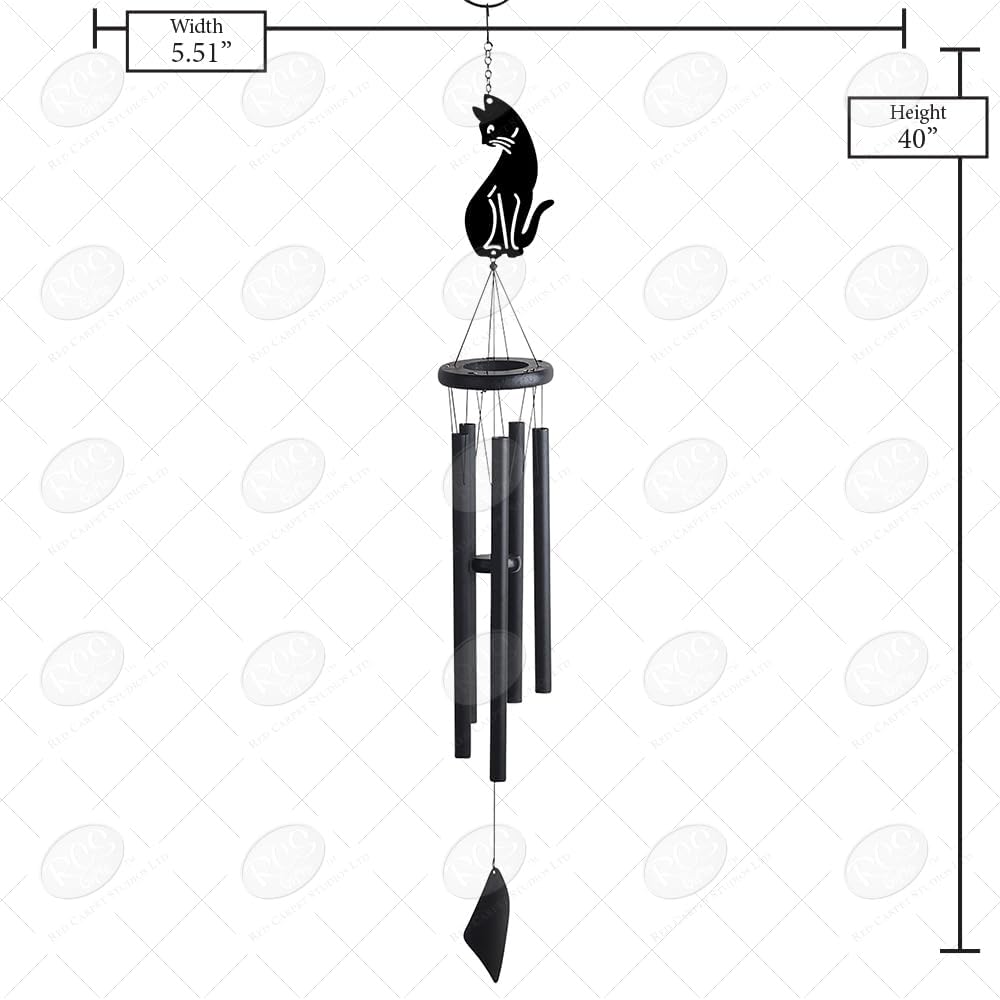 Red Carpet Studios Windchimes Metal Silhouette Wind Chime, 40" Long, Cat