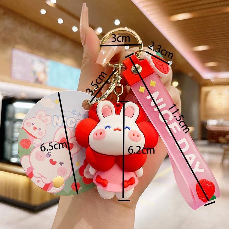 Amazon.co.jp: 花ウサギキーホルダー、乙女心、かわいいストラップ