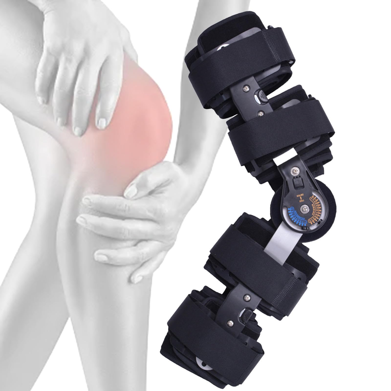 Rodillera con Bisagras, Fijación Articulación Ajustable, Rodillera, Soporte Adecuado Piernas, Recuperación Lesiones Rodilla, Lesiones Menisco Lesiones Ligamentos