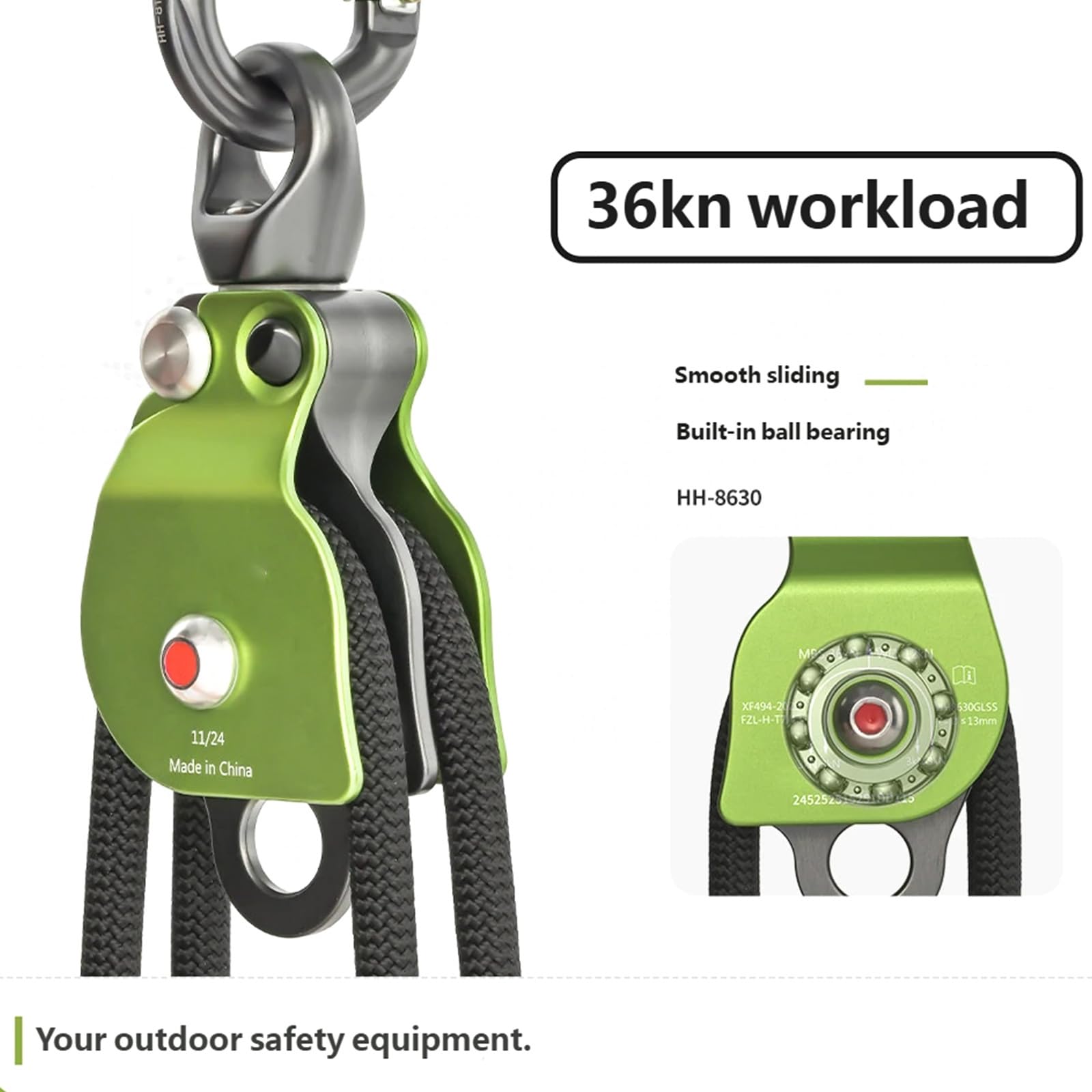 Professionelle Doppel Einzelrolle, glatt gleitende Riemenscheibe, Wirbel, Riemenscheiben Mechanismus für Extreme Outdoor Sportaktivitäten, Wirbel