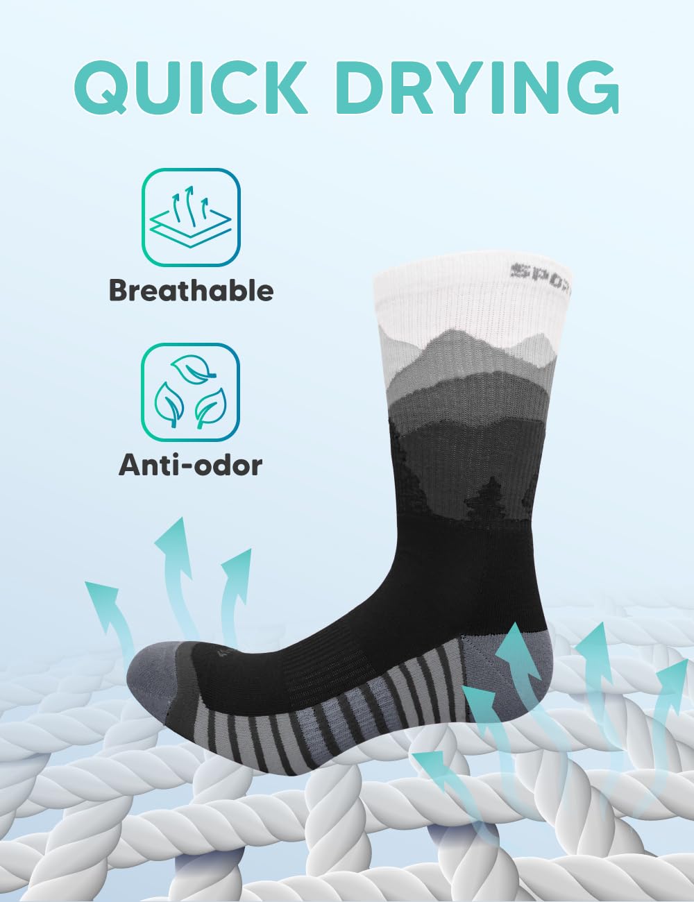 Calcetines de senderismo acolchados para hombre y mujer, calcetines de trekking antiampollas, calcetines deportivos, calcetines transpirables para correr, calcetines al aire libre, calcetines