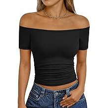 Summer Off The Shoulder Tops for Women Going Out Short Sleeve Shirts Cute Y2K Sexy Basic Clothes 2026 Fashion