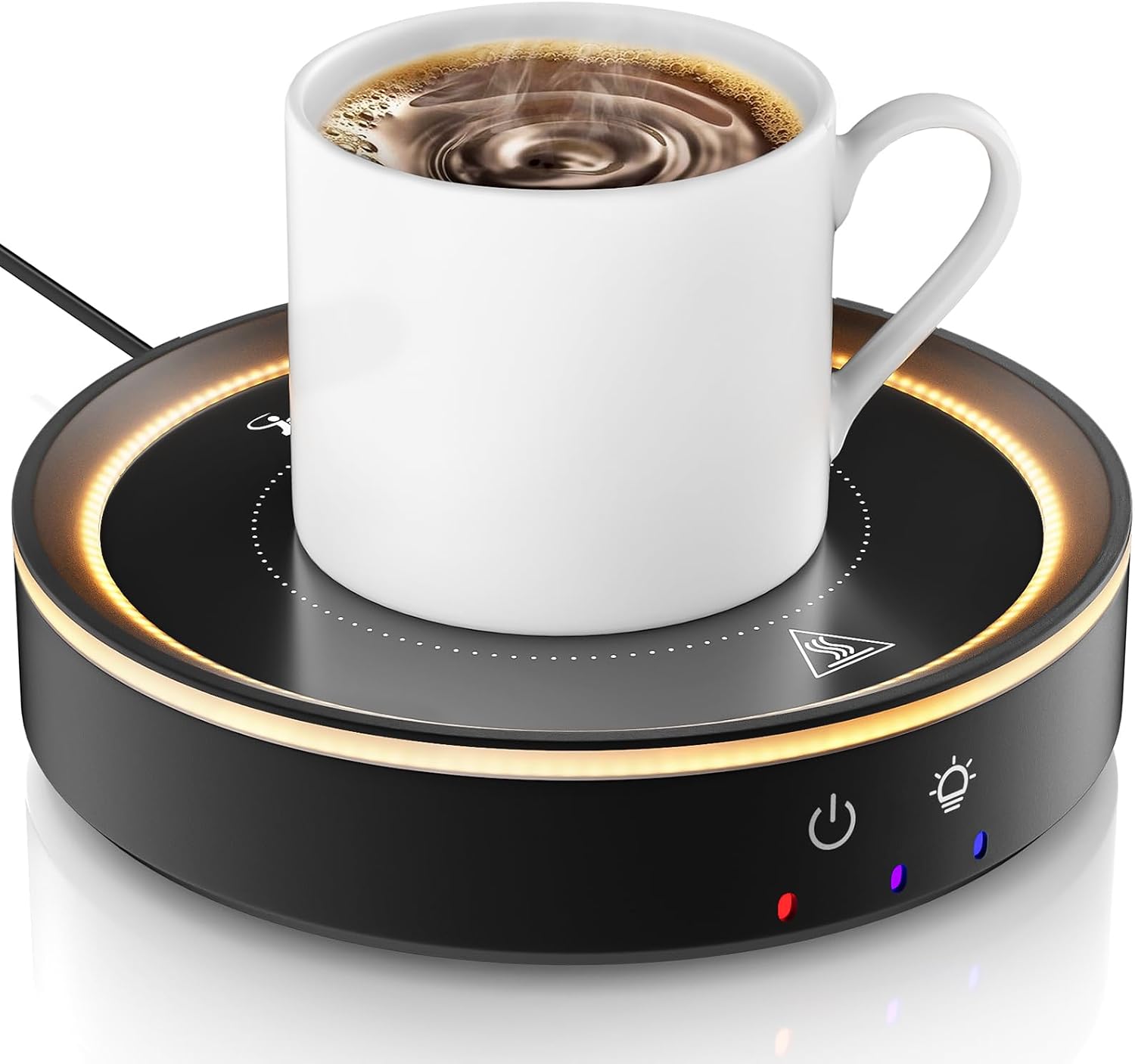 36W Mug Warmer, 3 Temperature Settings, Auto Shut Off (2-12H), Max 176°F, Wood Grain Design with Ambient Light,Ideal Gift for Home & Office (Wood Grain)
