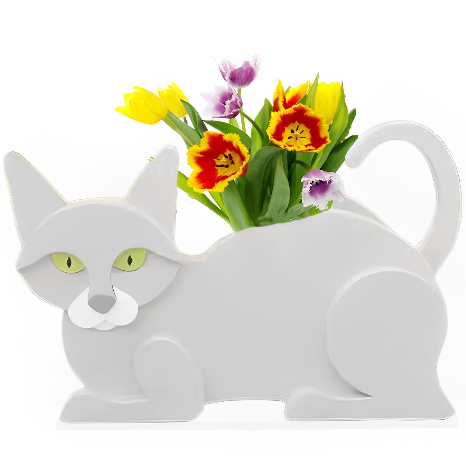 Strolfay Cute PVC Herb Garden Planter, Indoor/Outdoor Dog & Cat Flower Pots, White, 12.5 * 5.6 * 7.8in