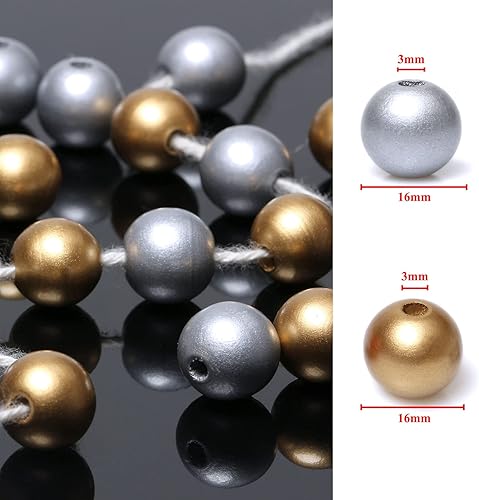 Miniatura 8 de 100 cuentas de madera para guirnaldas, cuentas sueltas de madera de 0.630 in de colores surtidos para manualidades, joyería, cuentas de madera de