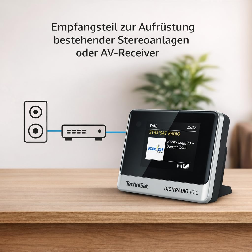 TechniSat DIGITRADIO 10 C DAB+ Digitalradio Adapter Bluetooth Fernbedienung Wecker schwarz/silber