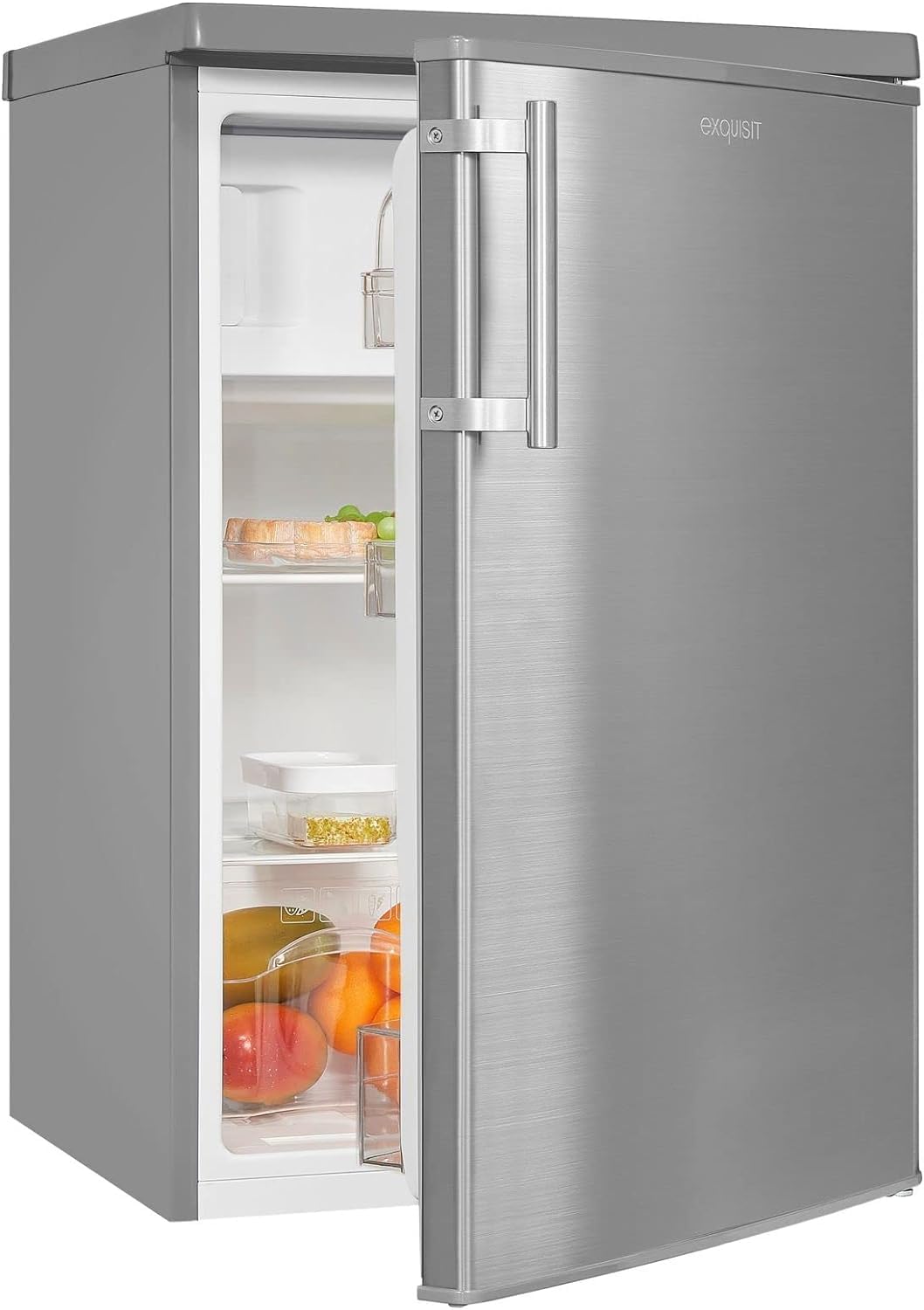 Exquisit KS16-4-HE-040E Kühlschrank Inoxlook mit 109 l & Gefrierfach