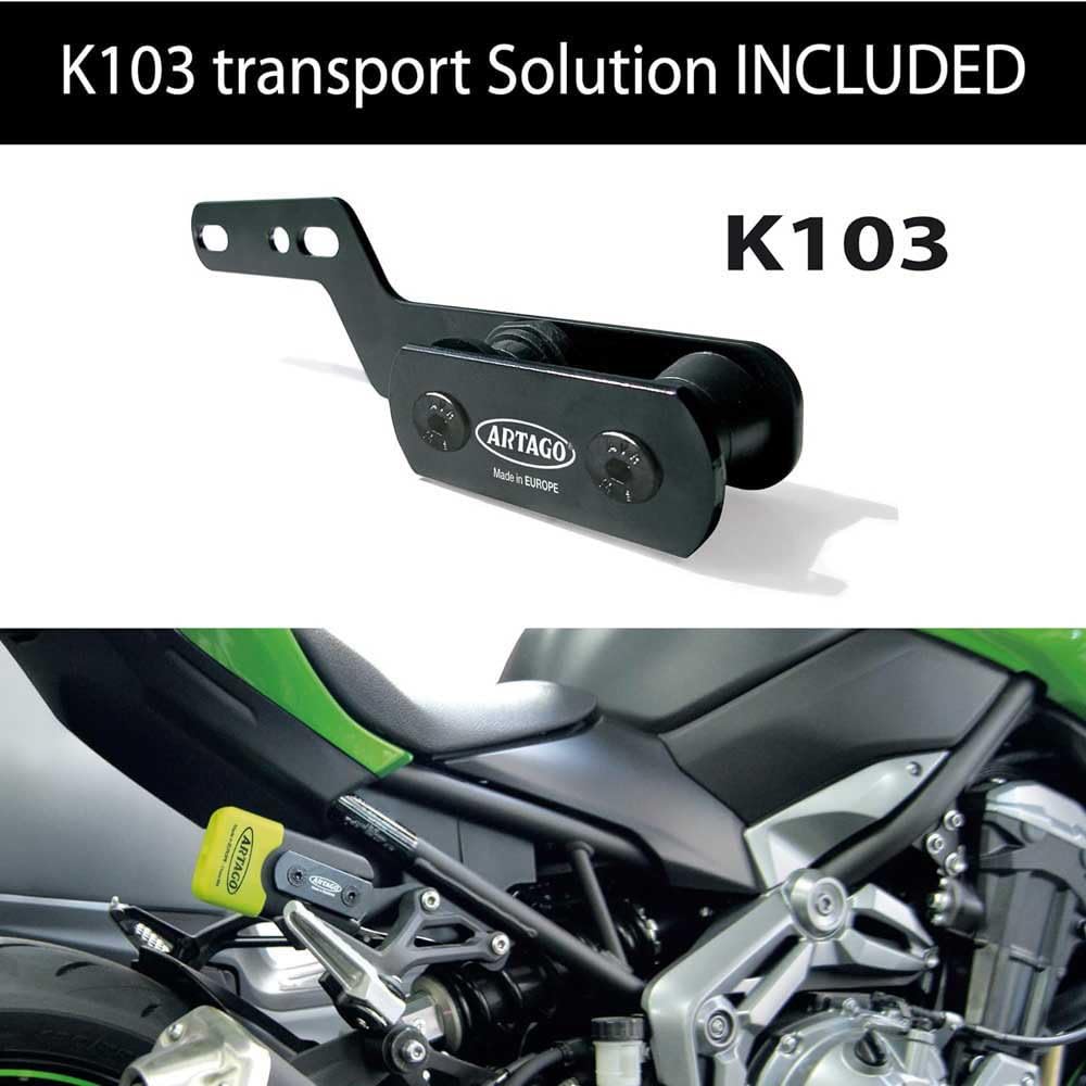 Artago 69X3 Pack Lucchetto Antifurto Bloccadisco ad Alta Sicurezza + Suporto per Kawasaki Z900, Omologato SRA, Sold Secure Gold, ART4