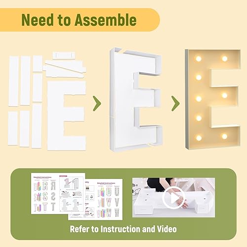 Miniatura 3 de Letras iluminadas de marquesina de 3 pies, letras grandes de marquesina E para decoraciones de fiestas, letras grandes de bebé para baby shower,