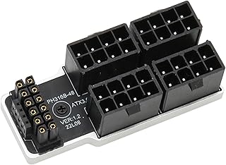 PCIe 5.0 GPU Power Adapter Board, 16 Pin ATX3.0 12V HPWR 12+4 180 Degree Angle GPU Connector for Graphics Card, 600W 12V Plug and Play GPU Power Supply for Desktop (Silver)