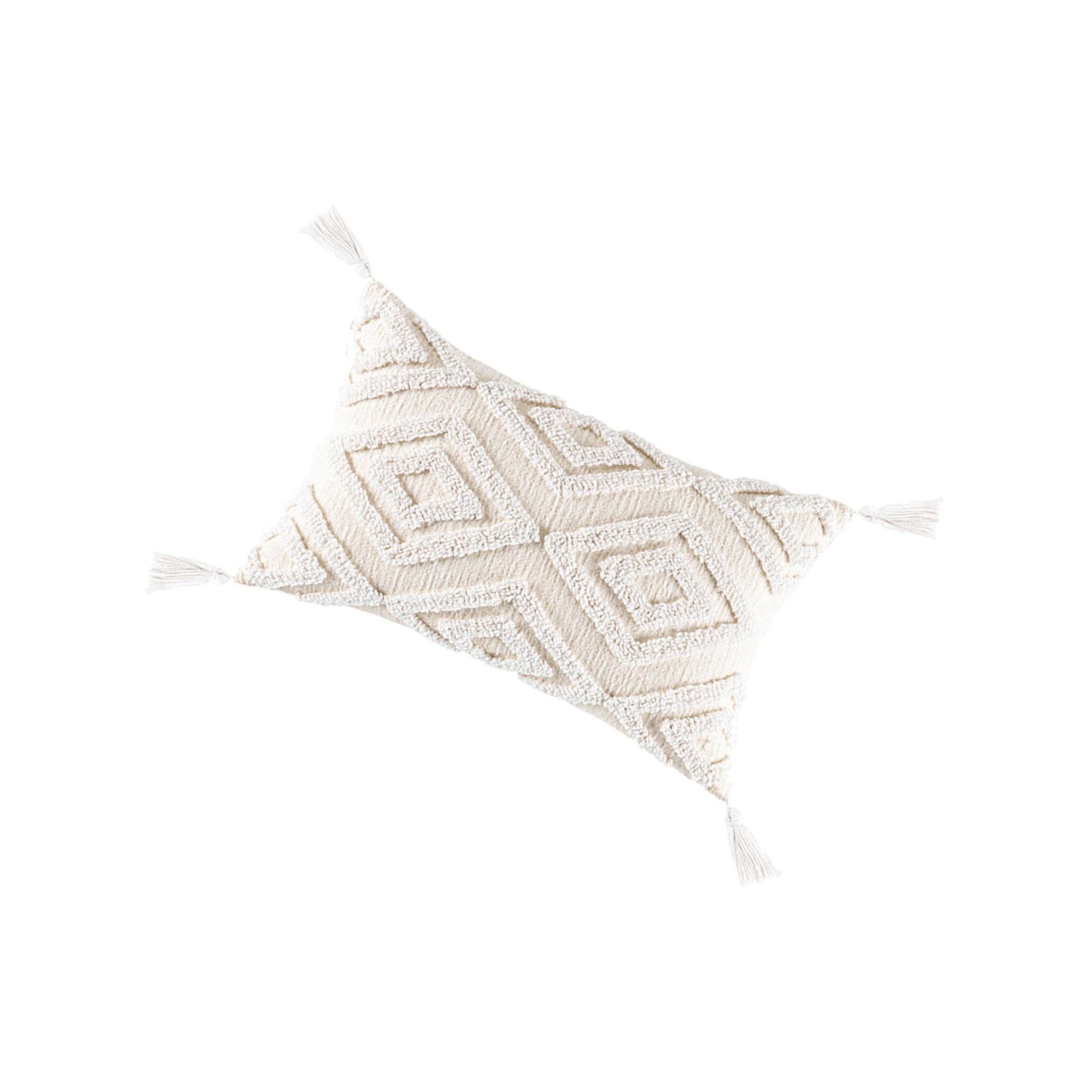Zambuph Rustic Farmhouse Throw Pillow Cover Tassels Woven Tufted Cushion Case for Bed Vintage Charm Boho Sofa, 30x50 A