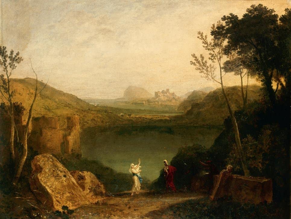 Poster Énée et le lac Sibylle Avernus de Turner toile 50x70 cm