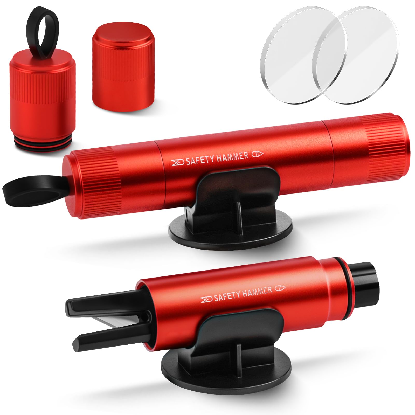 MOXYOY 2-Pack Car Escape Tool, 2-in-1 Window Breaker and Seat Belt Cutter with Holders, Emergency Car Safety Hammer for Vehicle Emergency Kits, Red