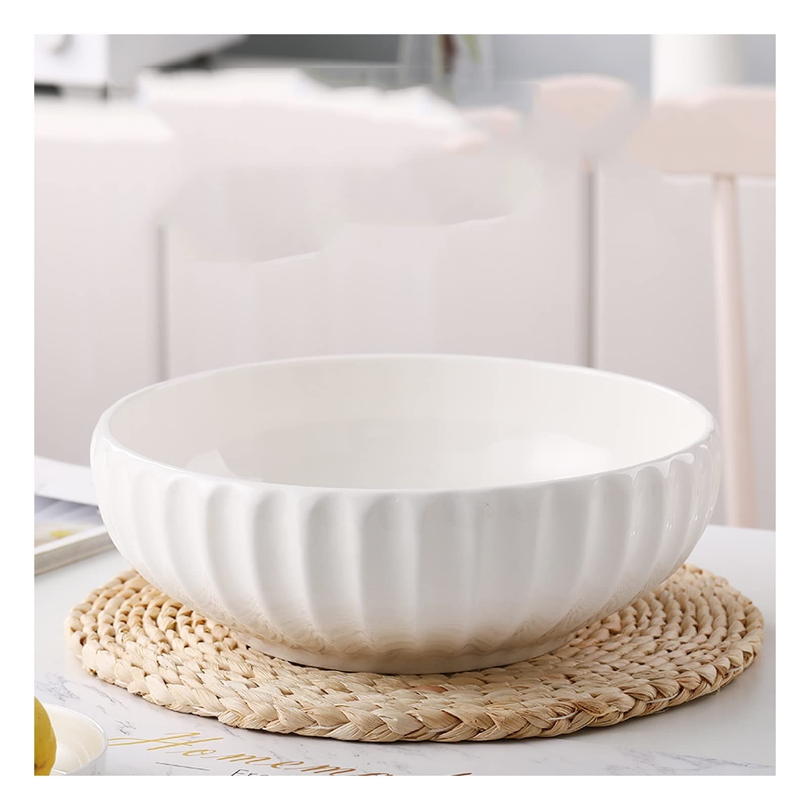 XYIANG Creative Salad Bowl Home Ramen Porcelain Bowls, Ceramic Soup Bowls, Large Ramen Bowls, Salad Bowls, Oatmeal, Potato Chips, Desserts Dessert Snack Serving Bowls (5000ml)