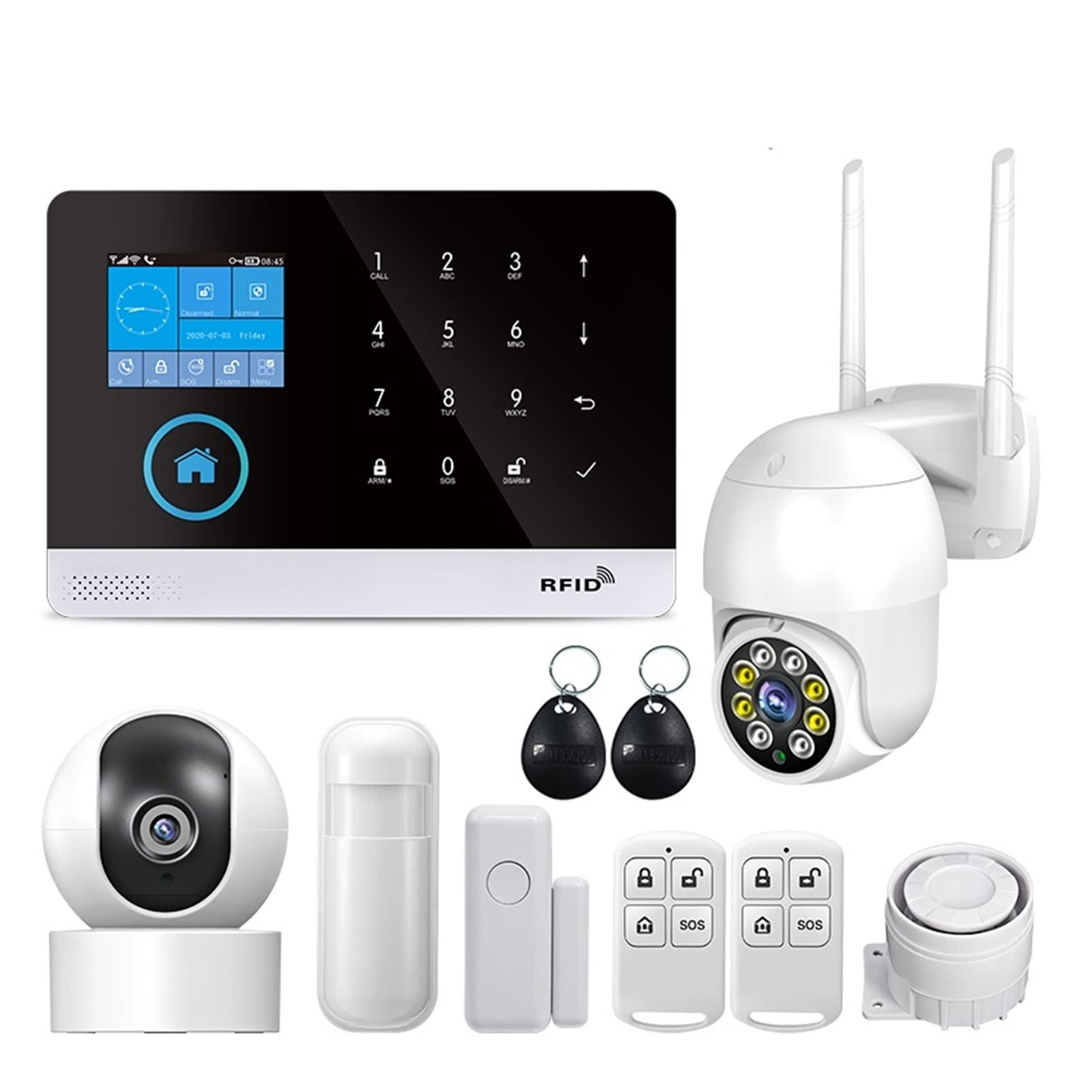 sans Fil WiFi GSM Système d'alarme de sécurité à Domicile for Tuya Smart Life Appliquer avec détecteur de capteur de Mouvement Compatible(J)