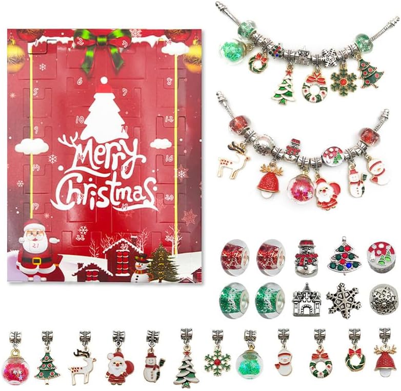 Calendario de Adviento de Navidad 2023, regalos de Navidad, pulseras para niñas, calendario de cuenta regresiva de 24 días, kit de fabricación de