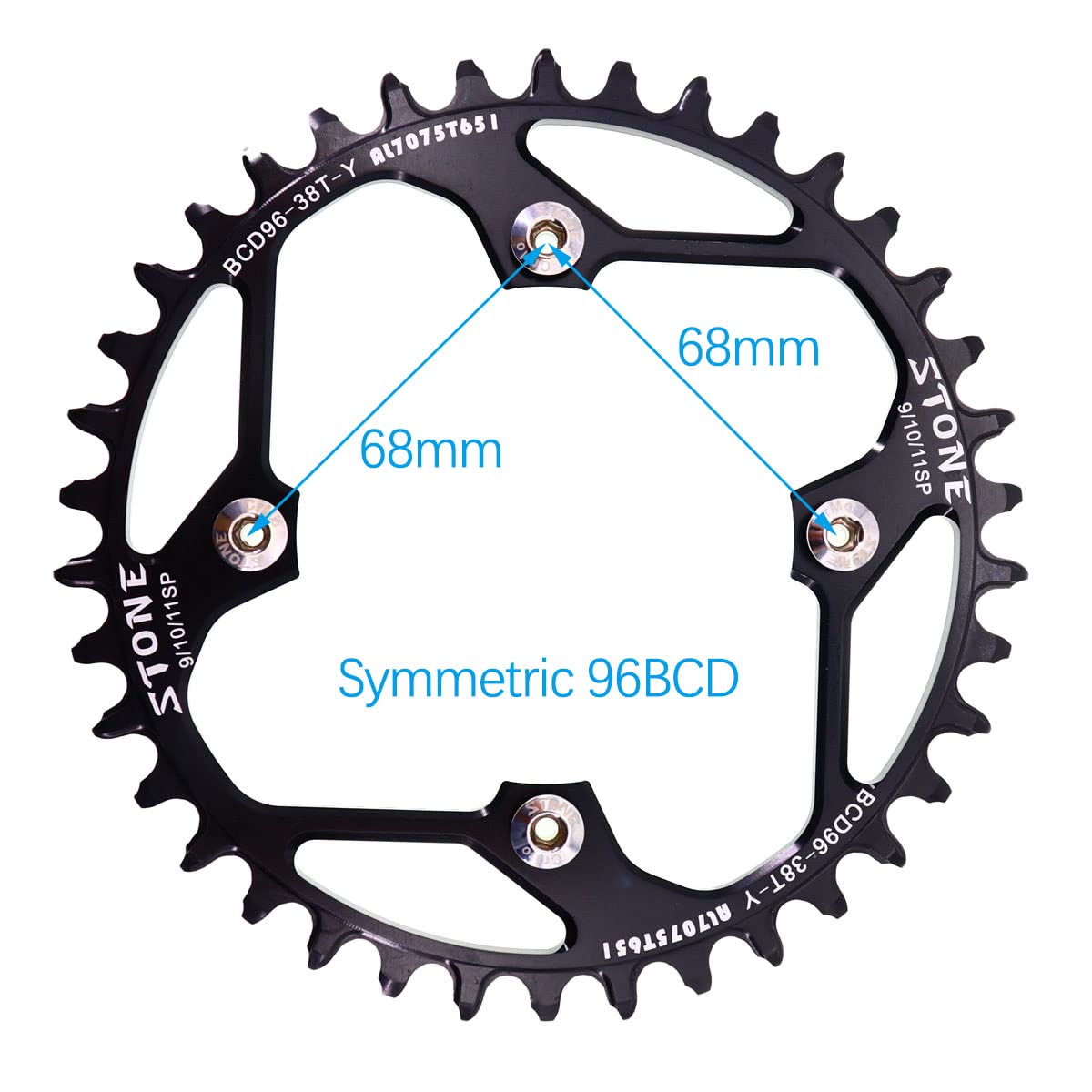 Platos para Bicicletas Plato Redondo 96BCD 36t 38 40t 42 44 46 48T MTB Bike Chainwheel 96bcd Unisex