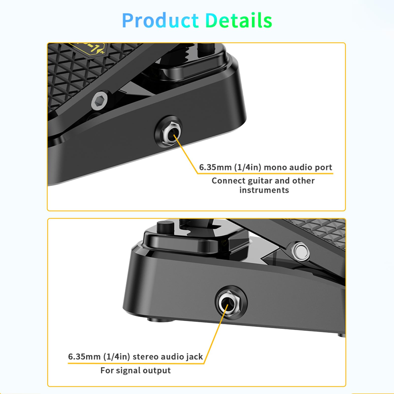 Btuty Volume Expression Pedal Expression EXP & Passive Volume 2-in-1 Dual Control Gitarreneffektpedal Silent Buffer Metallgehäuse Stereo-Interface für Gitarre und Bass