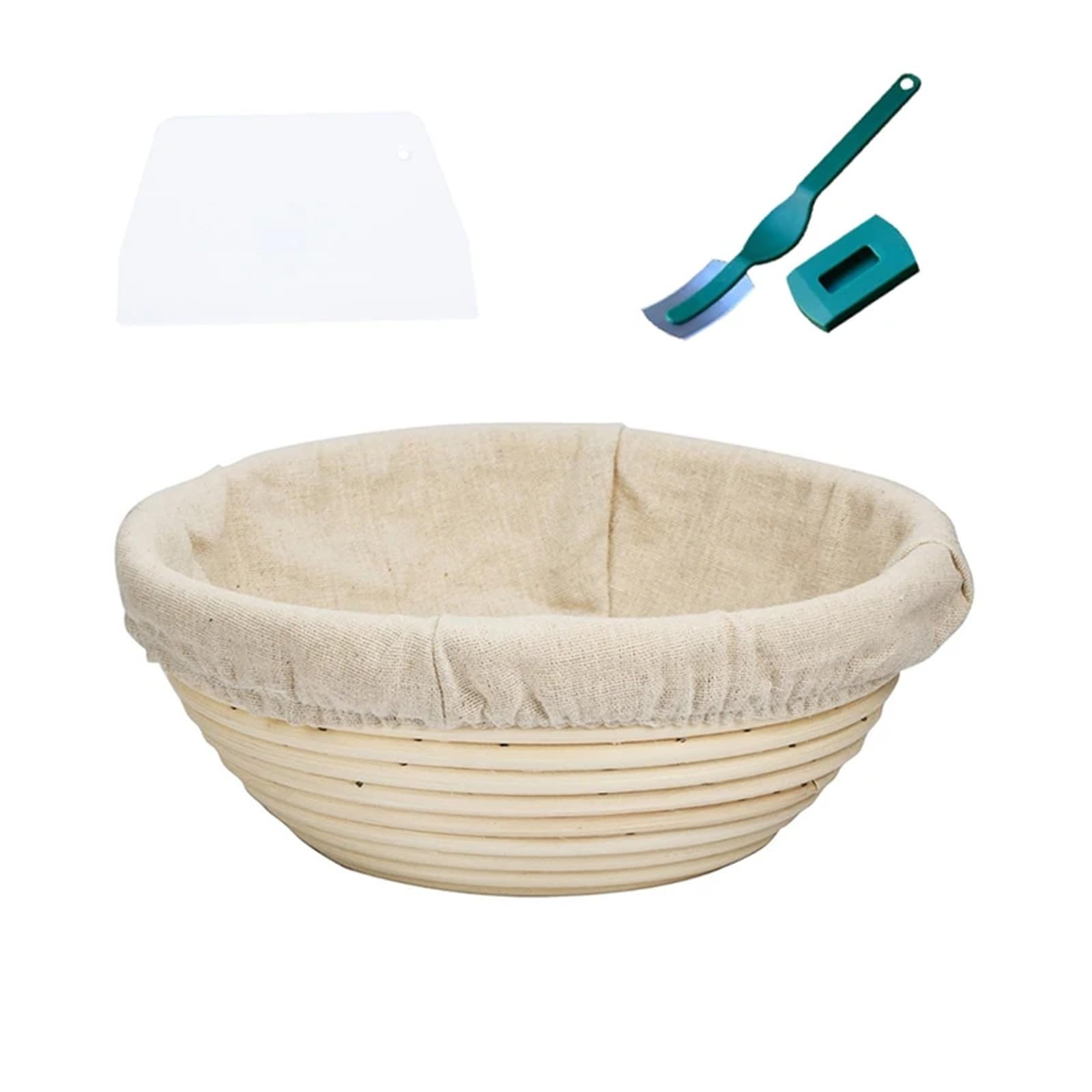 Juego de cestas Banneton pan mimbre hechas a mano con forro, for prueba, cesta for masa fermentada redonda/ovalada Para Hornear Pan(Round-16 * 6cm)