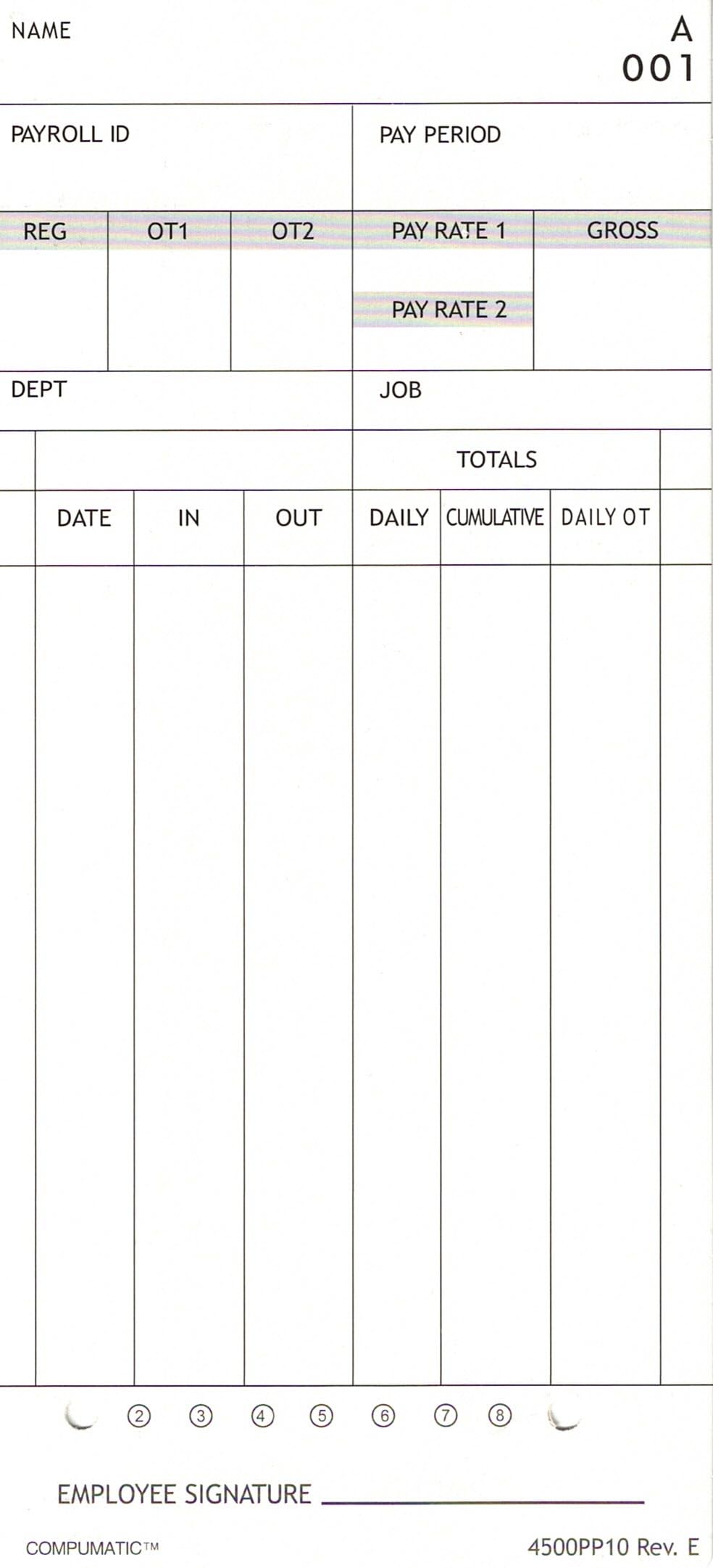(300) Time Cards for Nile 4500PP and Pyramid 3800, Compatible by COMPUMATIC