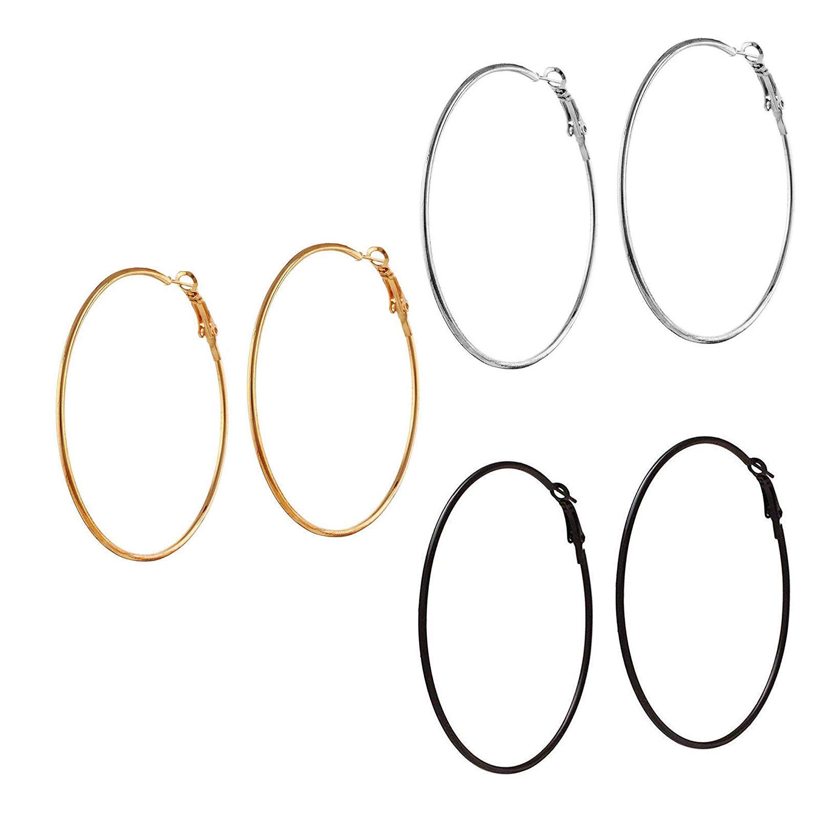 See full amazon price history chart for SKN Jewellery Special Triplet Combo of Silver, Golden & Black 5cm/50mm Medium Round Alloy Hoop Ear Bali Earrings for Women & Girls (5cm) SKN Jewellery Special Triplet Combo of Silver, Golden & Black 5cm/50mm Medium Round Alloy Hoop Ear Bali Earrings for Women & Girls (5cm) (B08KQCPG99) Amazon Price History, Amazon Price Tracker