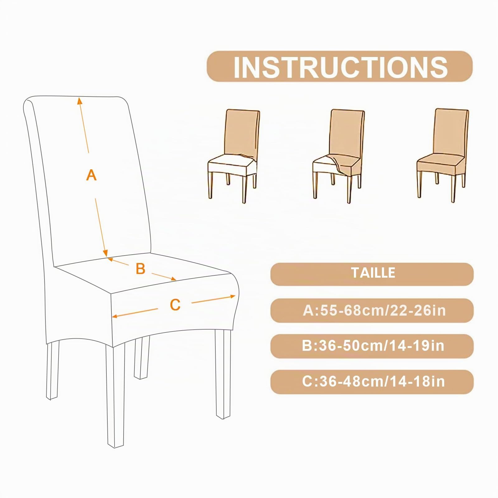 Jaotto Housse de Chaise de Salle à Manger XL,Housse de Chaise Extensible Lot de 6,Couverture de Chaise Grande Universelle Lavable,Facile à Nettoyer pour Décor Salle à Manger Salon(Style Gris,6 Pièces)