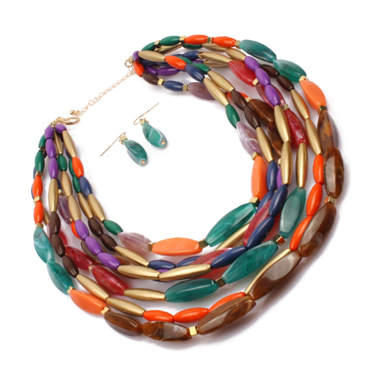 GALPADA 3pezzi Collana Multilayer Colorata Con Perline Per Donne Gioielli Artigianali Eleganti Per Occasioni Speciali e Uso Quotidiano