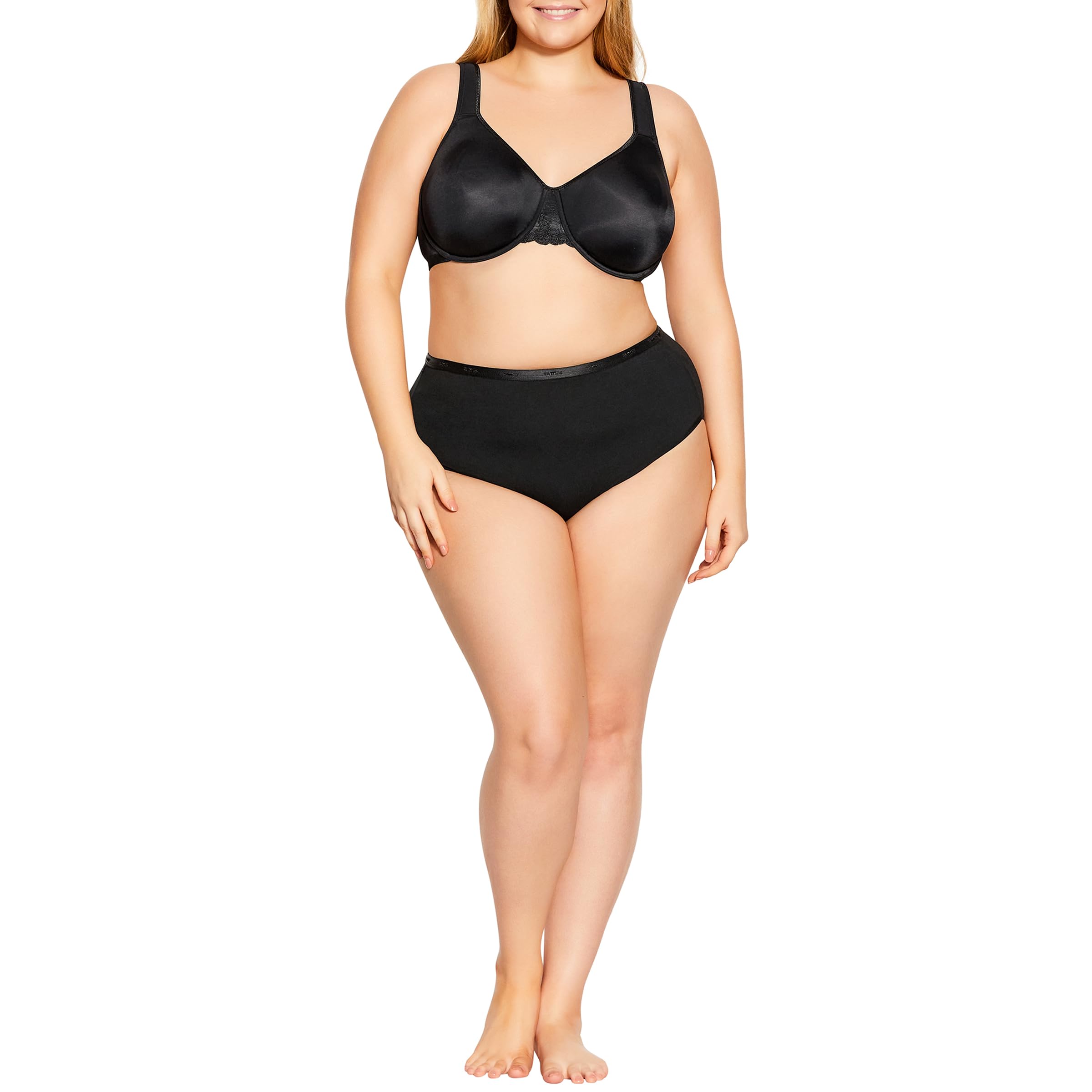 Avenue Plus Size Bra Smooth Caress in Black, Size 46