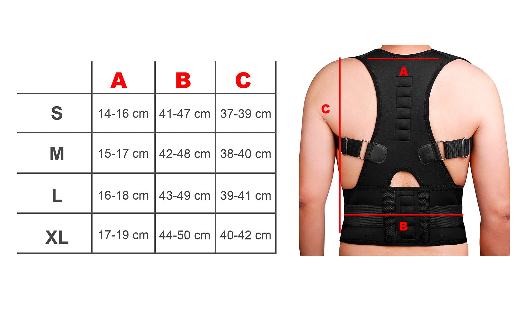 Fascia Posturale Real Doctor 70097 Con Magneti - Correttore Schiena E Spalle Unisex, Regolabile (Taglia S: Vita 62-74 Cm, Altezza 130-160 Cm)