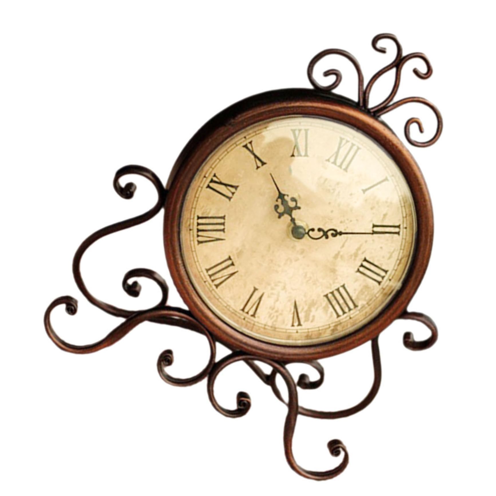 Reloj de repisa vintage de hierro marrón de estilo europeo para mesa