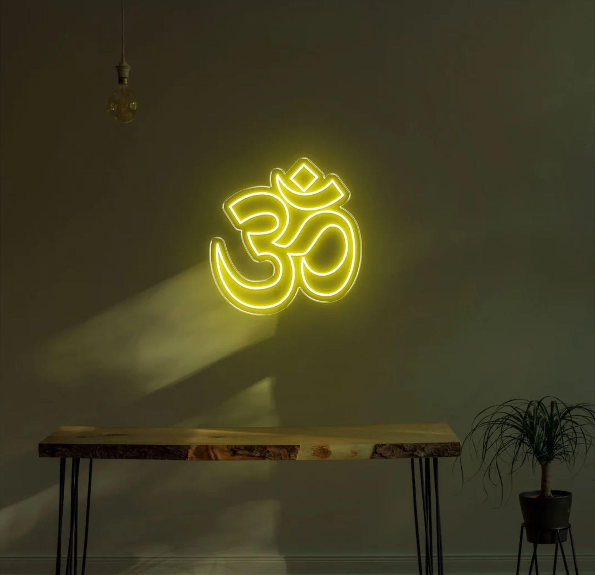 RGY Om Led Neon Light for Wall, Office, Pooja room, Mandir Decoration, Home Decore, Diwali Gift - (8"Inch x 9"Inch - Yellow)