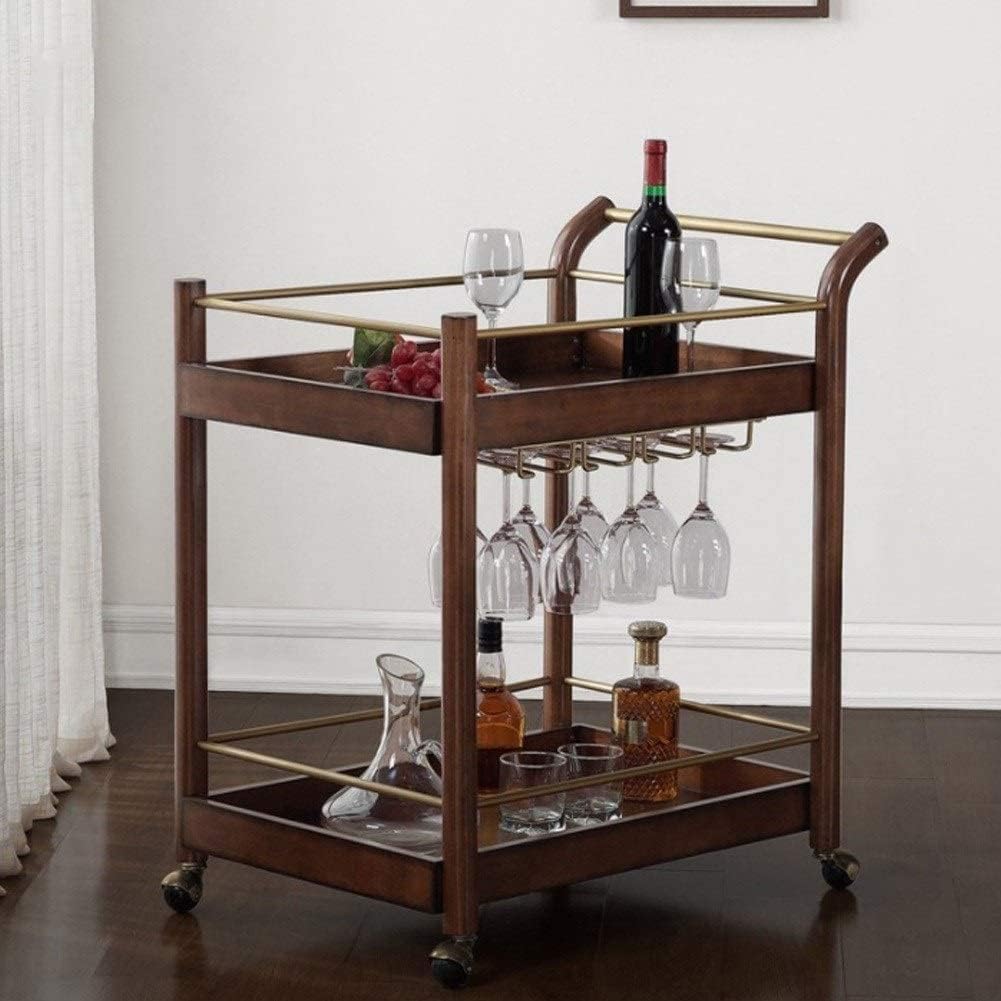 Bar Cart, Home Bar Hotel Serving Cart Wine Cart - Serving Cart Wood and Metal Wine Rack with Wheels Kitchen Bar Dining Room Tea Wine Holder Serving Cart Furniture(Brown)