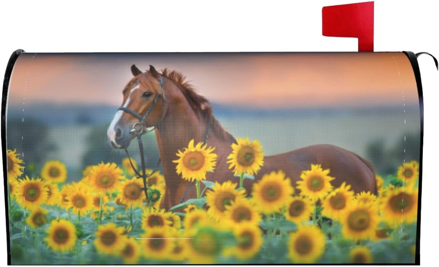 Horse in Sunflower Field Mailbox Covers Magnetic Standard Size 18" X 21" Animal Mailbox Cover Decorations Wrap