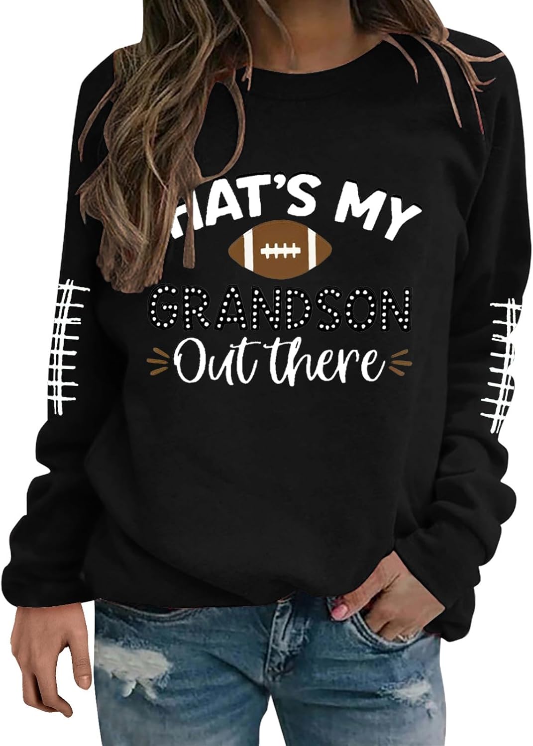 Qgaomye Crewneck Oversized Funny Pullover Clothes Shirts For Women Hoodless Sweatshirt Football Mom Fashion Fit Outdoor Tops
