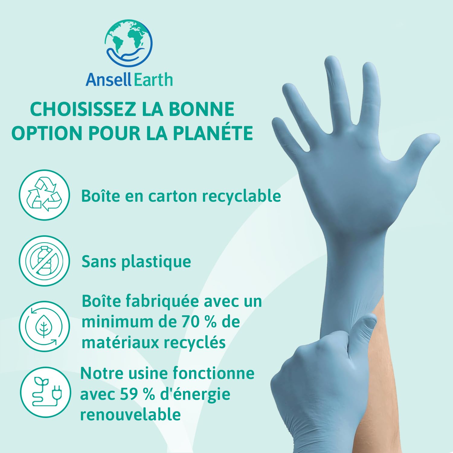 Ansell TouchNTuff 92-665 Gants Jetables en Nitrile, Non Poudrés, Haute Protection Chimique et Mécanique, Contact Alimentaire, Sécurité Industrielle, Sans Latex, Bleu, Taille M (100 Gants)