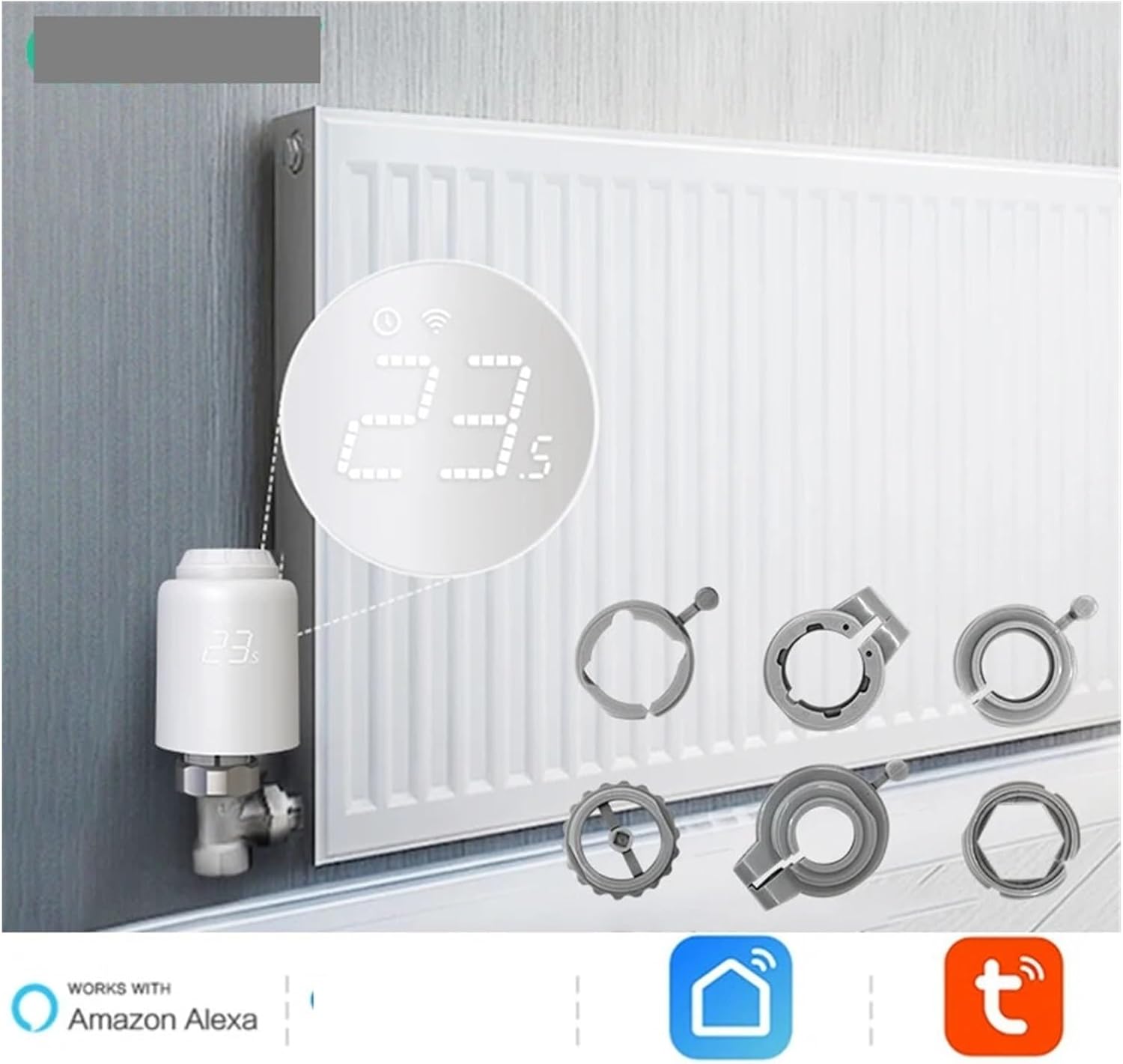 Regulating Valve WiFi Radiator Valve Fit For Smart Tuya Home Heating Thermostat Actuator Programmable Temperature Controller Alexa Google Voice(TRV604-4pcs)
