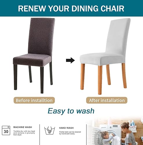 Miniatura 5 de Fundas de terciopelo para sillas de cocina, fundas elásticas para sillas de comedor, fundas extraíbles para sillas Parson, fundas para sillas sin