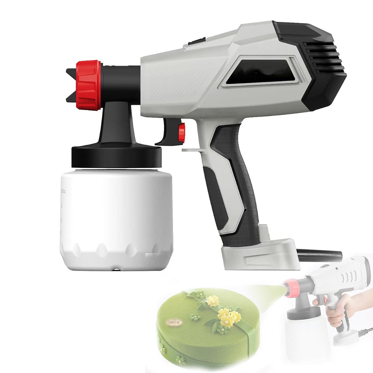 Pistola eléctrica de chocolate para decoración de postres, kit de decoración de pasteles con boquilla giratoria de 360°, 3 patrones para pasteles, chocolate, mousse, fácil de usar