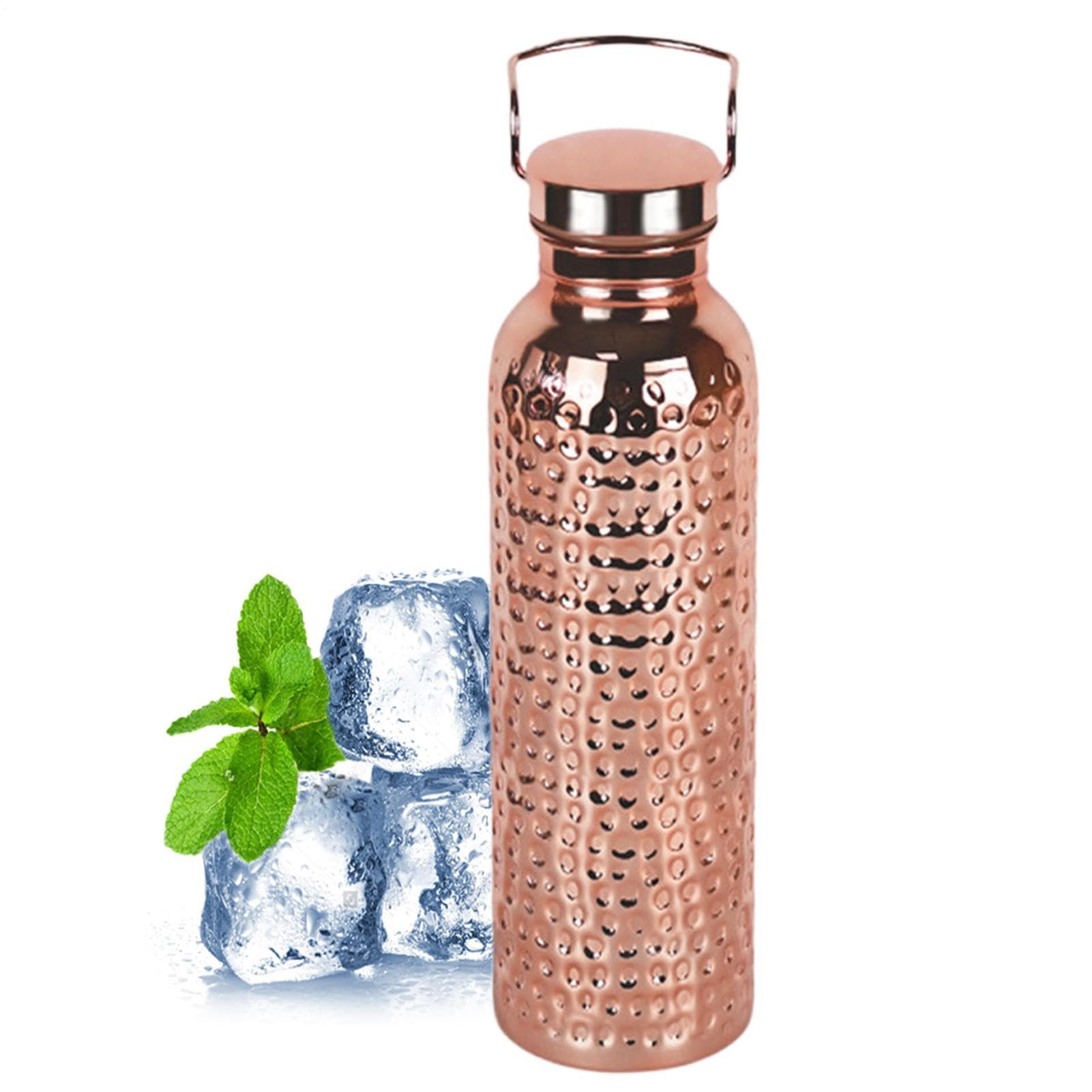 Genérico Vasos De Cobre,Cantimplora portátil aislada de 800 ml,Botella de cobre y acero inoxidable - para camping, senderismo, viajes, exterior, interior, hogar, casa, cocina, mujeres y hombres