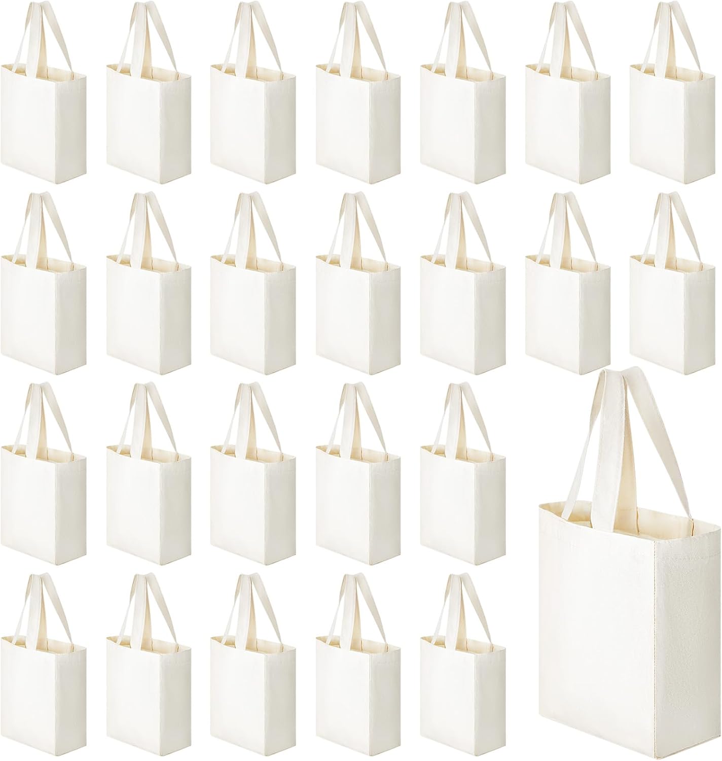 Amylove Mini Tote Bag Sublimation Blank Canvas Tote Bags Reusable Grocery Luggage DIY Sack Goody for Party Event(8 x 10 x 4 Inch,Natural Color,24 Pcs)