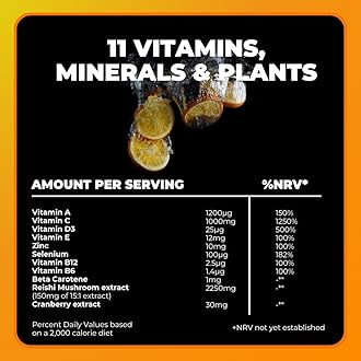 Tonic Health Daily Immunity Tablets - 4-in-1 Effervescent Multivitamins, Minerals & Phytonutrients - Vitamin D, Vitamin C and Zinc - Vegan, No Sugar- Max Strength Tablets, Orange & Mango, 60 Count